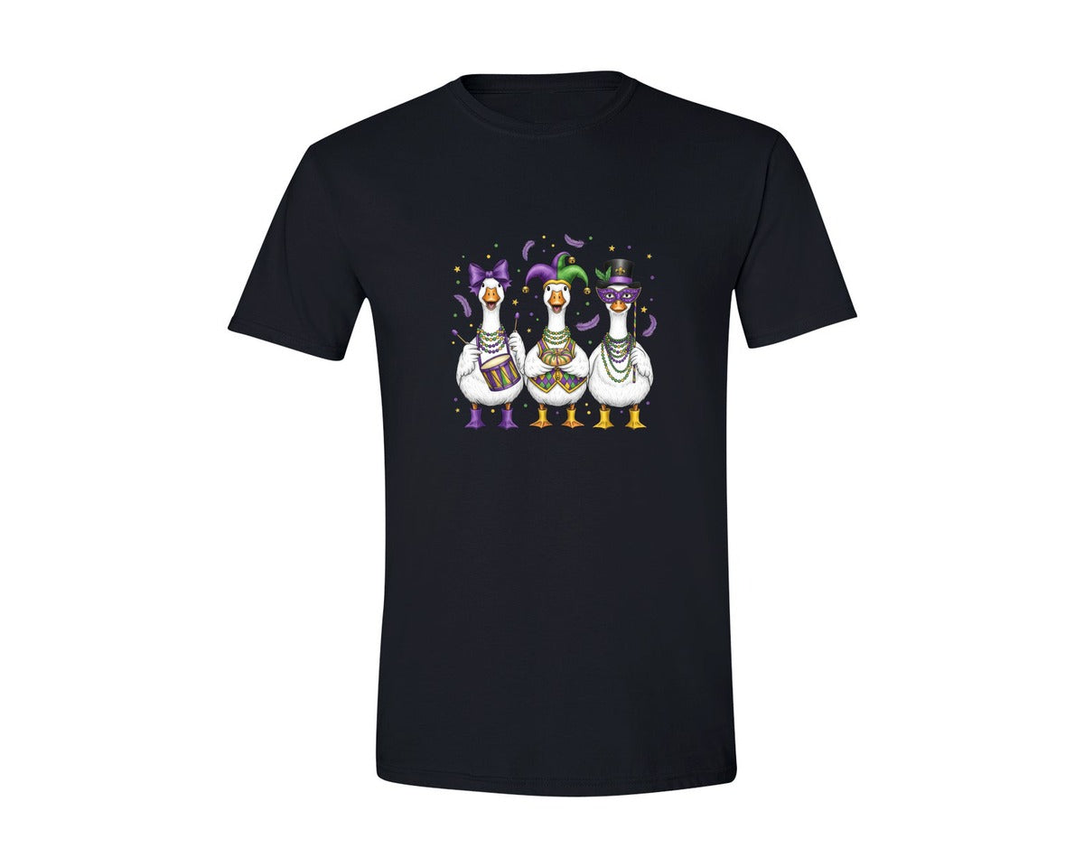 brand:Generic|color:Black|Mardi Gras Carnival Goose Graphic T-Shirt