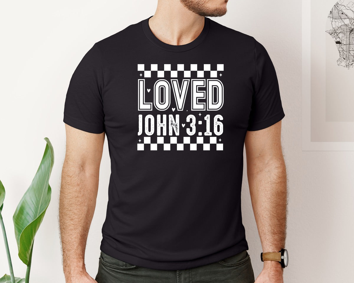 brand:Bella Canvas|color:Black|Loved Valentine Christian Graphic T-Shirt