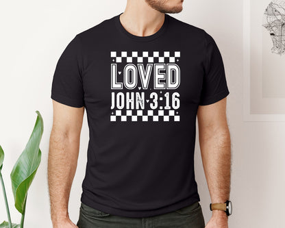 brand:Bella Canvas|color:Black|Loved Valentine Christian Graphic T-Shirt