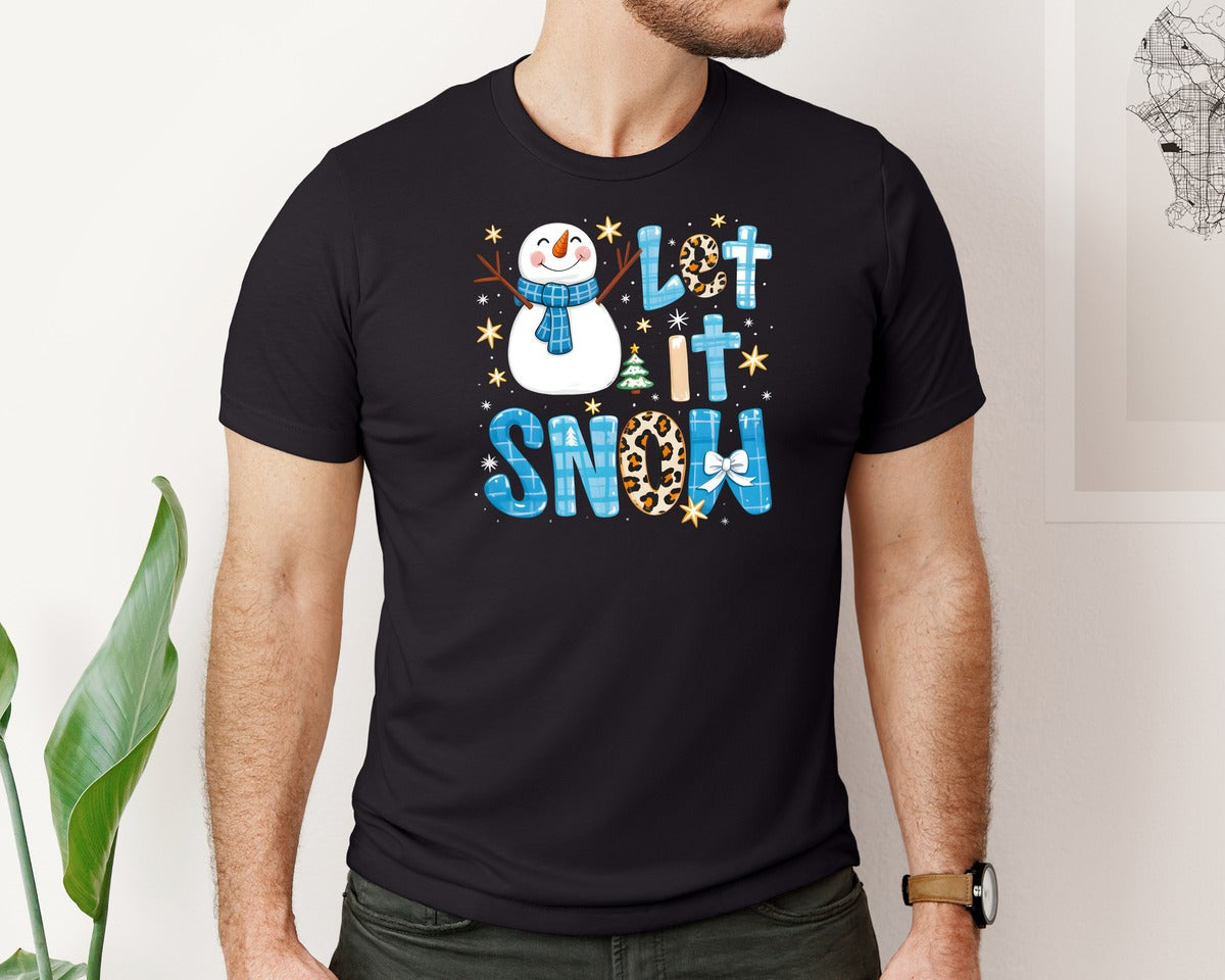 brand:Bella Canvas|color:Black|Let It Snow Christmas 13 Graphic T-Shirt