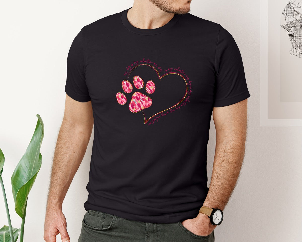 brand:Bella Canvas|color:Black|My Dog Is My Valentine 13 Graphic T-Shirt