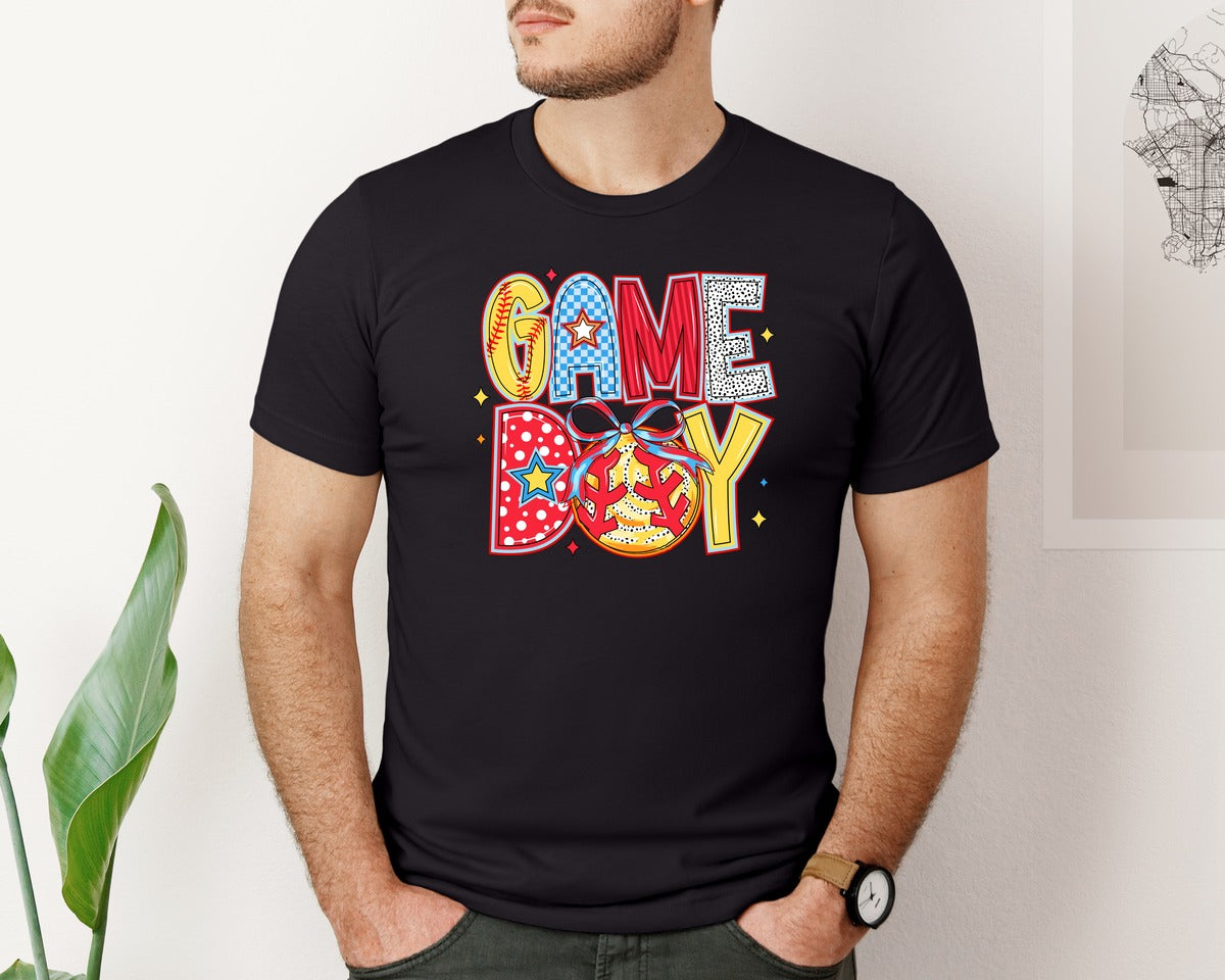 brand:Bella Canvas|color:Black|Game Day Softball Coquette 5 Graphic T-Shirt