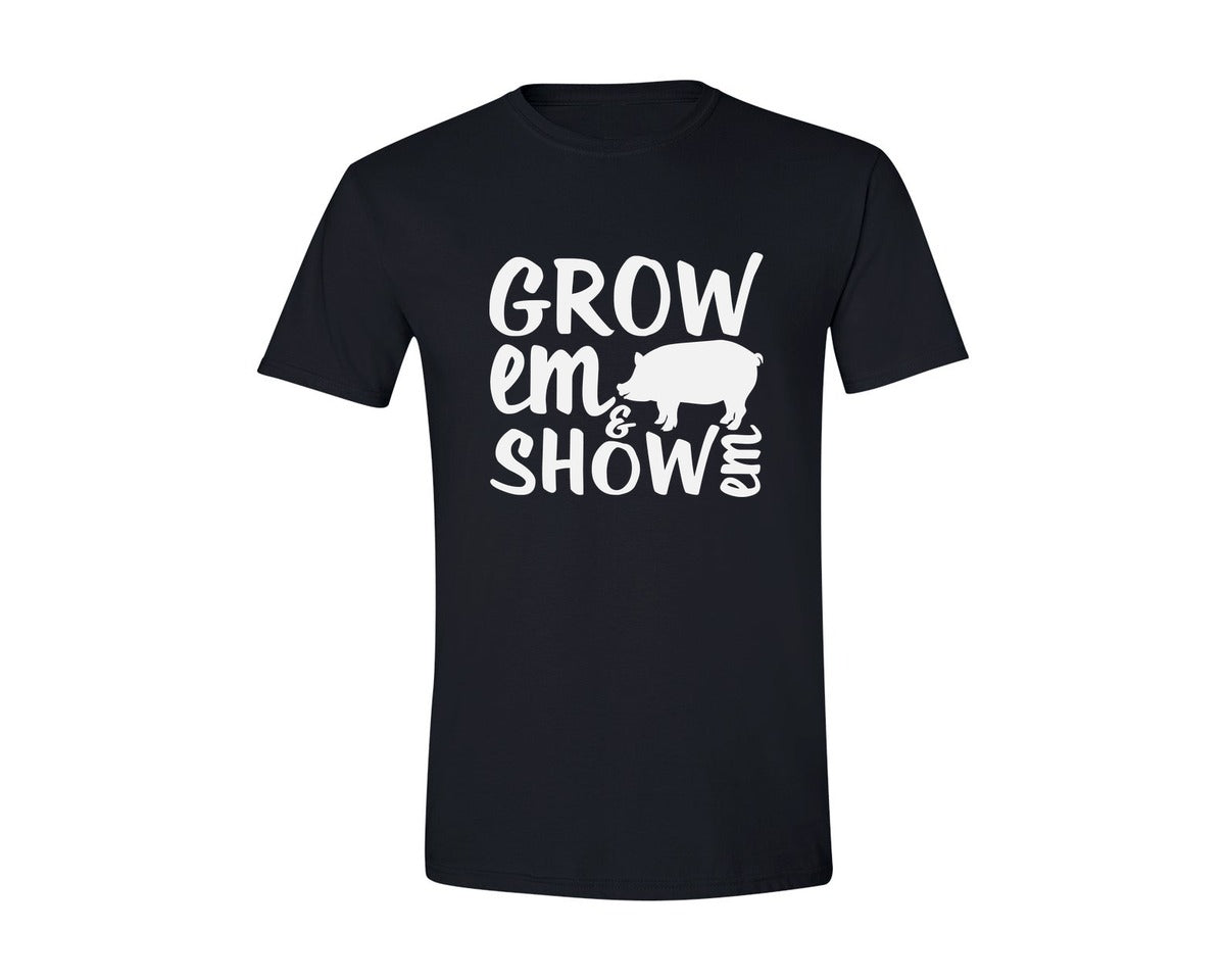 brand:Generic|color:Black|Grow Em Show Em Livestock Animals 2 Graphic T-Shirt