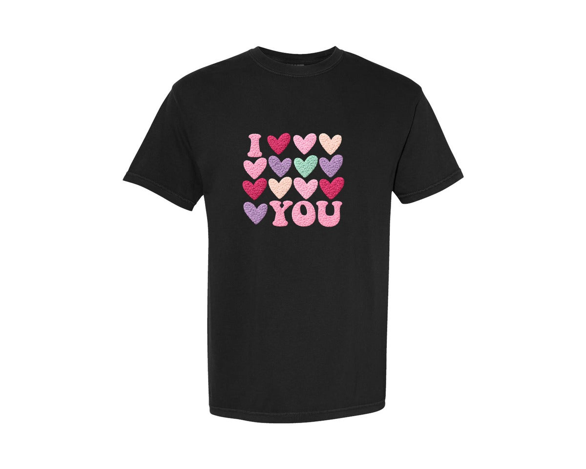 brand:Comfort Colors|color:Black|I Love You Valentines Day 7 Graphic T-Shirt
