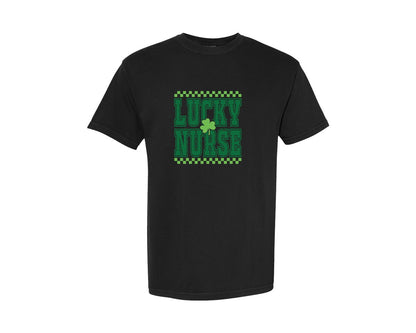 brand:Comfort Colors|color:Black|Lucky Nurse Pngst Patricks Day Graphic T-Shirt