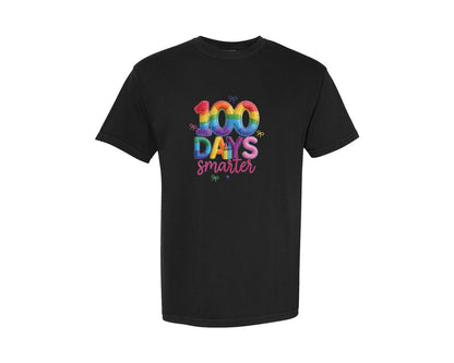 brand:Comfort Colors|color:Black|Fax Yarn 100 Days Of School Coquette Graphic T-Shirt