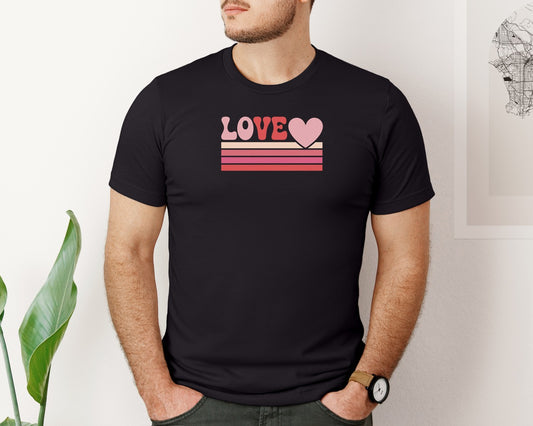 Love Retro Heart Valentine Graphic T-Shirt