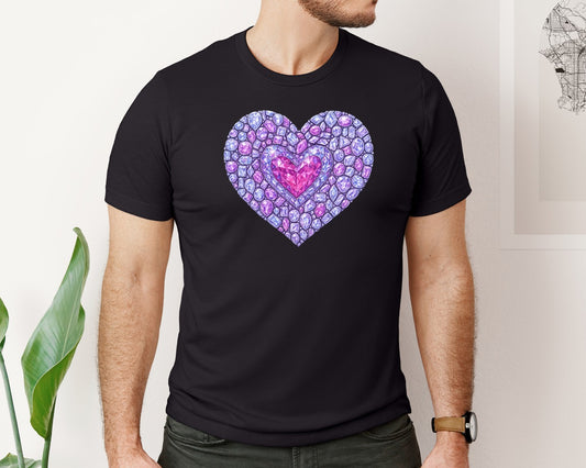 Faux Rhinestone Purple Heart Graphic T-Shirt