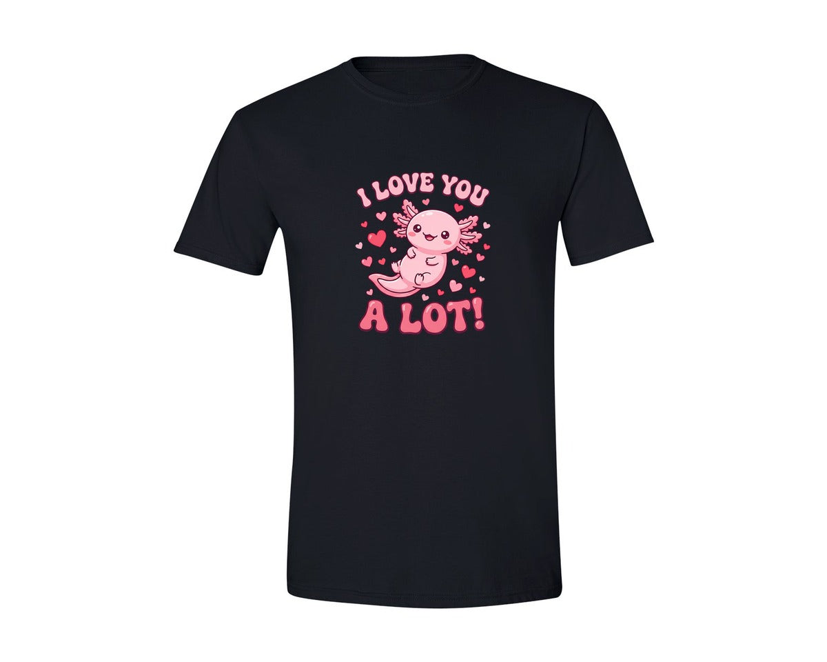 brand:Generic|color:Black|I Love You A Lot Axolotl Valentine Graphic T-Shirt