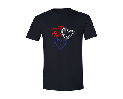 brand:Generic|color:Black|Red White Blue Heart 4Th Of July Graphic T-Shirt