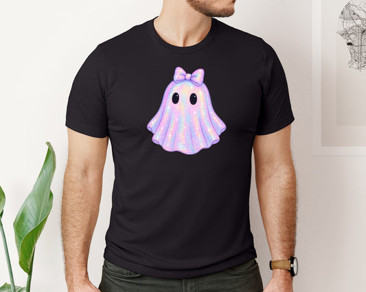 Retro Disco Iridescent Ghost Spooky 2 Graphic T-Shirt
