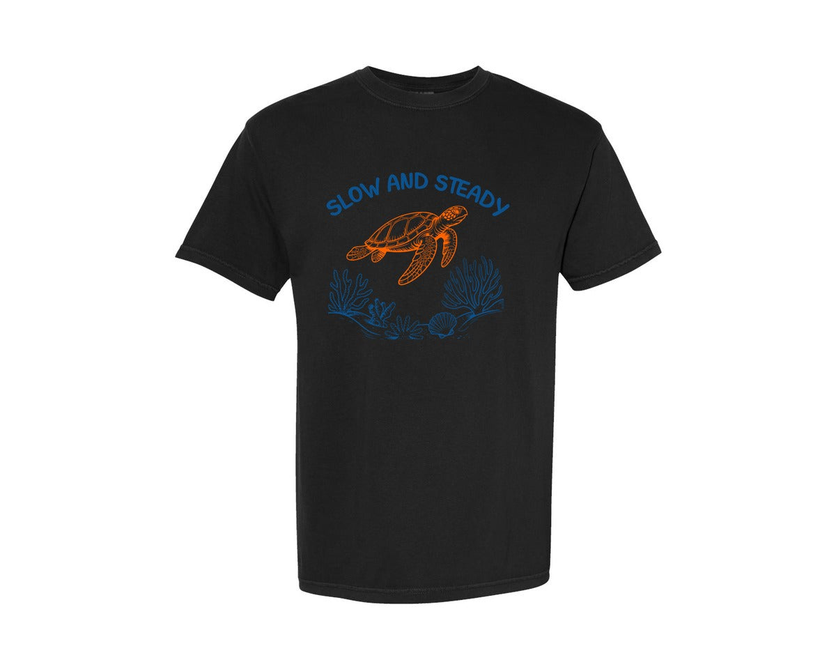 brand:Comfort Colors|color:Black|Slow And Steady T Shirt Design Graphic T-Shirt