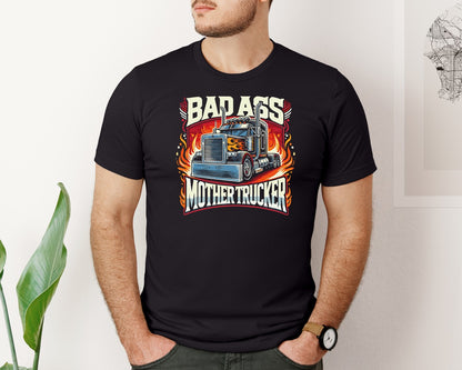 brand:Bella Canvas|color:Black|Trucker Driving Fathers Day Graphic T-Shirt