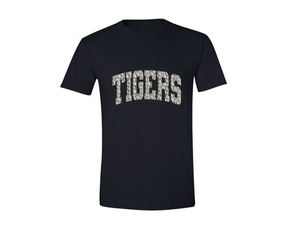 brand:Generic|color:Black|Camo Tigers Camouflage School Mascot Graphic T-Shirt