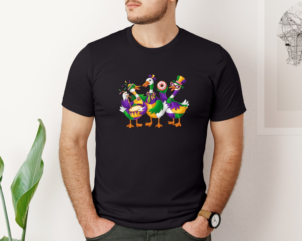brand:Bella Canvas|color:Black|Mardi Gras Goose Mardi G Graphic T-Shirt