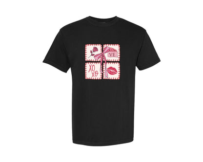 brand:Comfort Colors|color:Black|Valentines Day Xoxo Valentine Rose Graphic T-Shirt