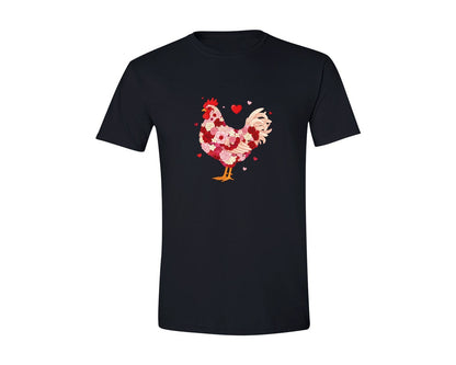 brand:Generic|color:Black|Floral Chicken Valentine 11 Graphic T-Shirt
