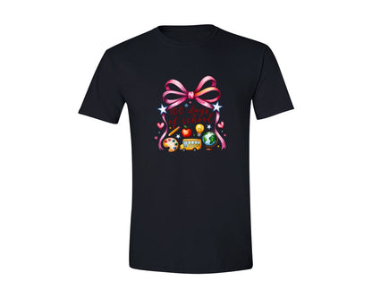brand:Generic|color:Black|Coquette 100 Days Of School Teacher Graphic T-Shirt