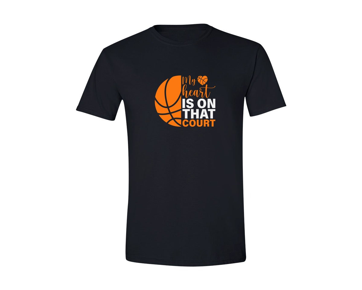 brand:Generic|color:Black|My Heart Is On That Court Basketball 10 Graphic T-Shirt