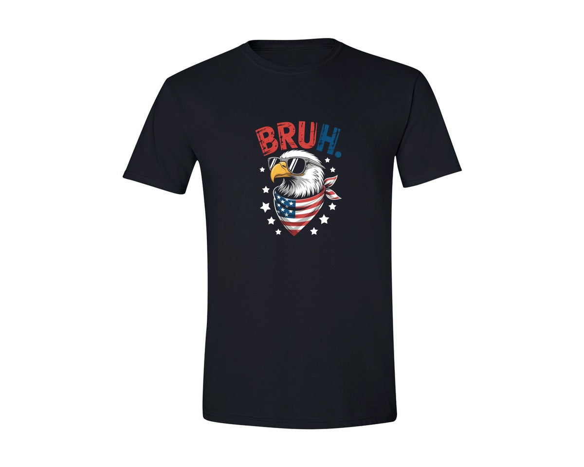 brand:Generic|color:Black|Bald Eagle With Sunglasses Patriotism Graphic T-Shirt