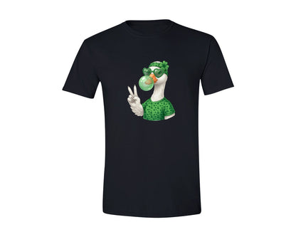 brand:Generic|color:Black|Cute Goose Bubble Gum St Patricks Graphic T-Shirt