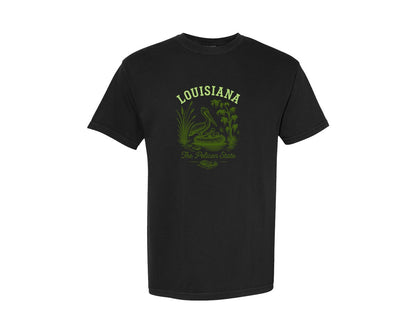 brand:Comfort Colors|color:Black|Louisiana The Pelican State Graphic T-Shirt