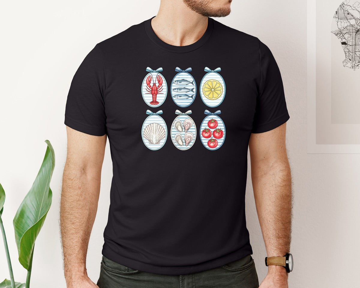 brand:Bella Canvas|color:Black|Summer Coquette Ocean Beach Seashell Graphic T-Shirt