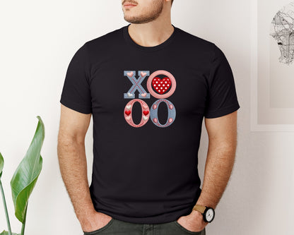 brand:Bella Canvas|color:Black|Valentine Xo Embroidery Letters Graphic T-Shirt