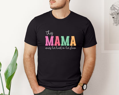 brand:Bella Canvas|color:Black|Mom Lifemothers Day Mama Sleeve Graphic T-Shirt