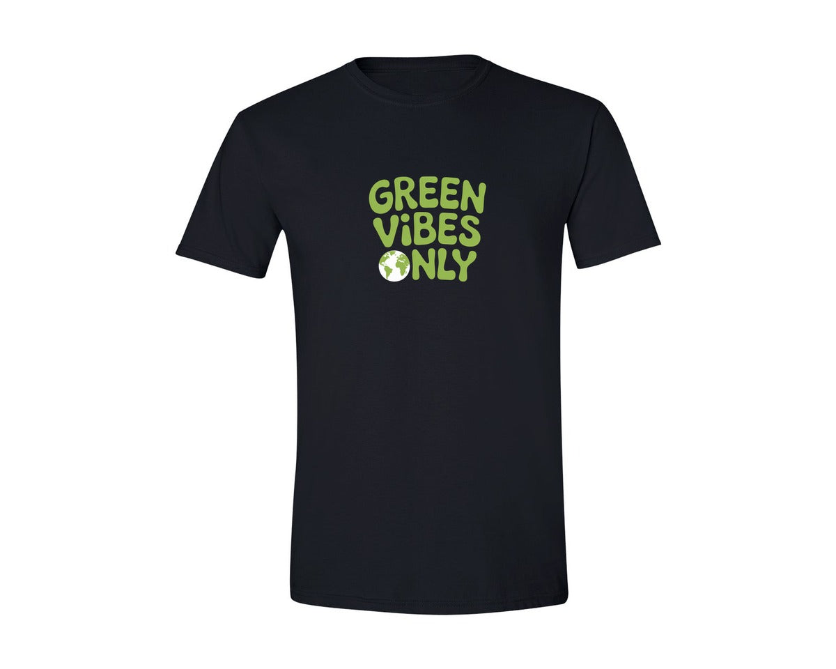brand:Generic|color:Black|Green Vibes Only Earth Day Shirt Graphic T-Shirt