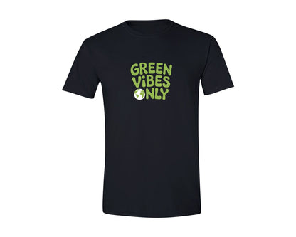brand:Generic|color:Black|Green Vibes Only Earth Day Shirt Graphic T-Shirt