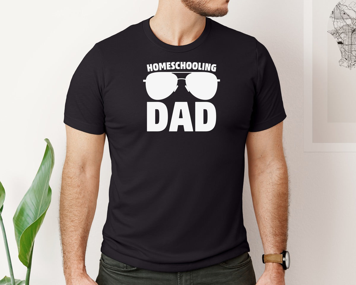 brand:Bella Canvas|color:Black|Fathers Day Homeschooling Dad Shirt Graphic T-Shirt