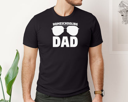brand:Bella Canvas|color:Black|Fathers Day Homeschooling Dad Shirt Graphic T-Shirt