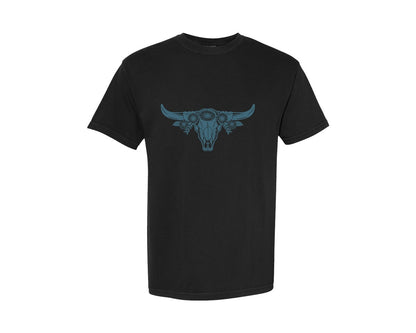 brand:Comfort Colors|color:Black|Western Bull Skull Longhorn Boho Flowers 4 Graphic T-Shirt