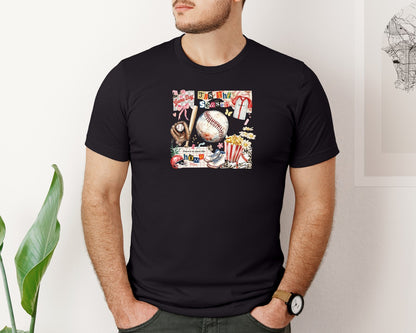 brand:Bella Canvas|color:Black|Retro Baseball Game Day Patchwork Graphic T-Shirt