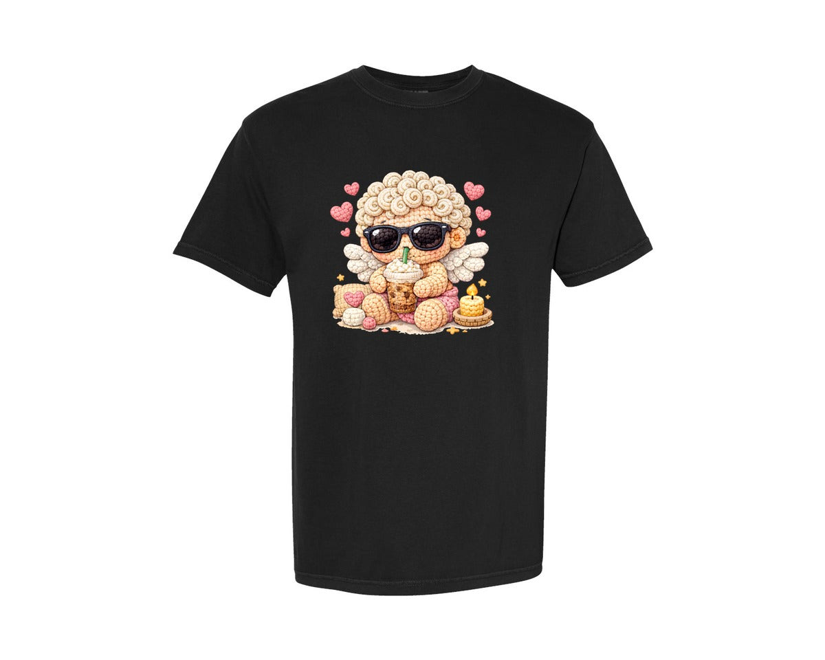brand:Comfort Colors|color:Black|Crochet Cupid Frappe Graphic T-Shirt