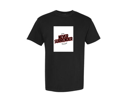 brand:Comfort Colors|color:Black|Never Surrender Never Back Down Faith Graphic T-Shirt