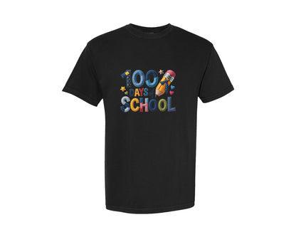 brand:Comfort Colors|color:Black|100 Days Of School Matching Shirt 4 Graphic T-Shirt