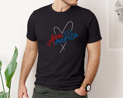 brand:Bella Canvas|color:Black|America 4Th Of July Graphic T-Shirt