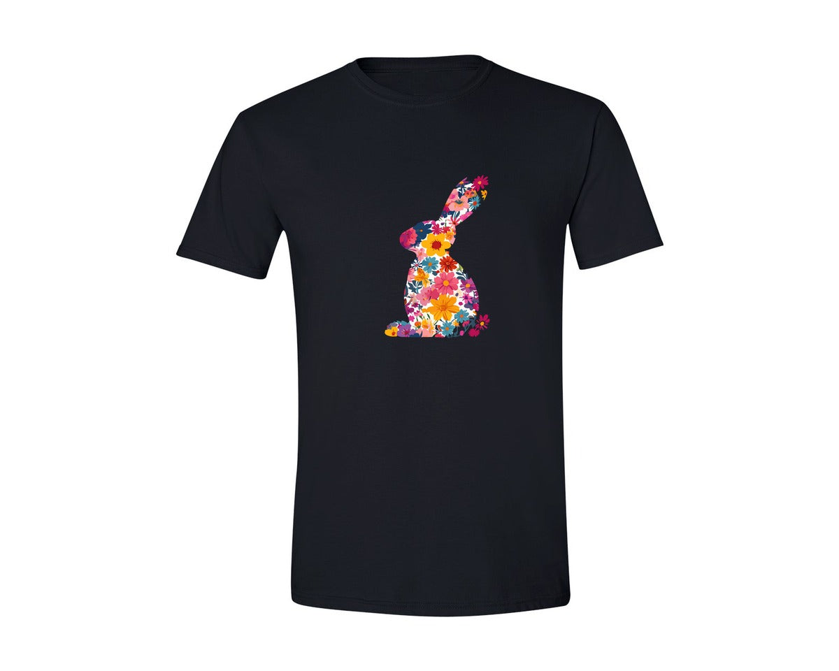 brand:Generic|color:Black|Floral Bunny Easter Rabbit Graphic T-Shirt