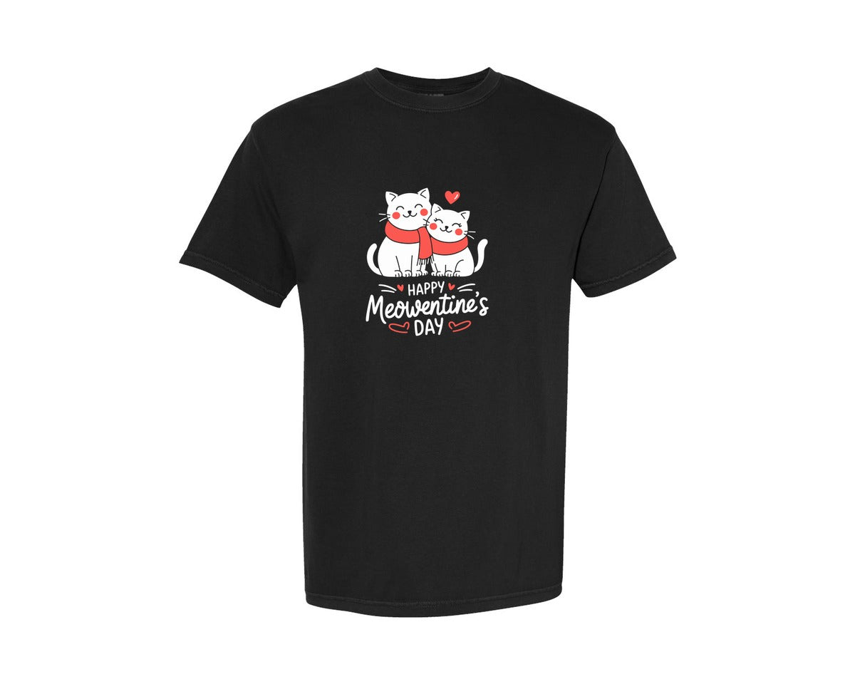 brand:Comfort Colors|color:Black|Happy Meowentines Day T Shirt Design 2 Graphic T-Shirt