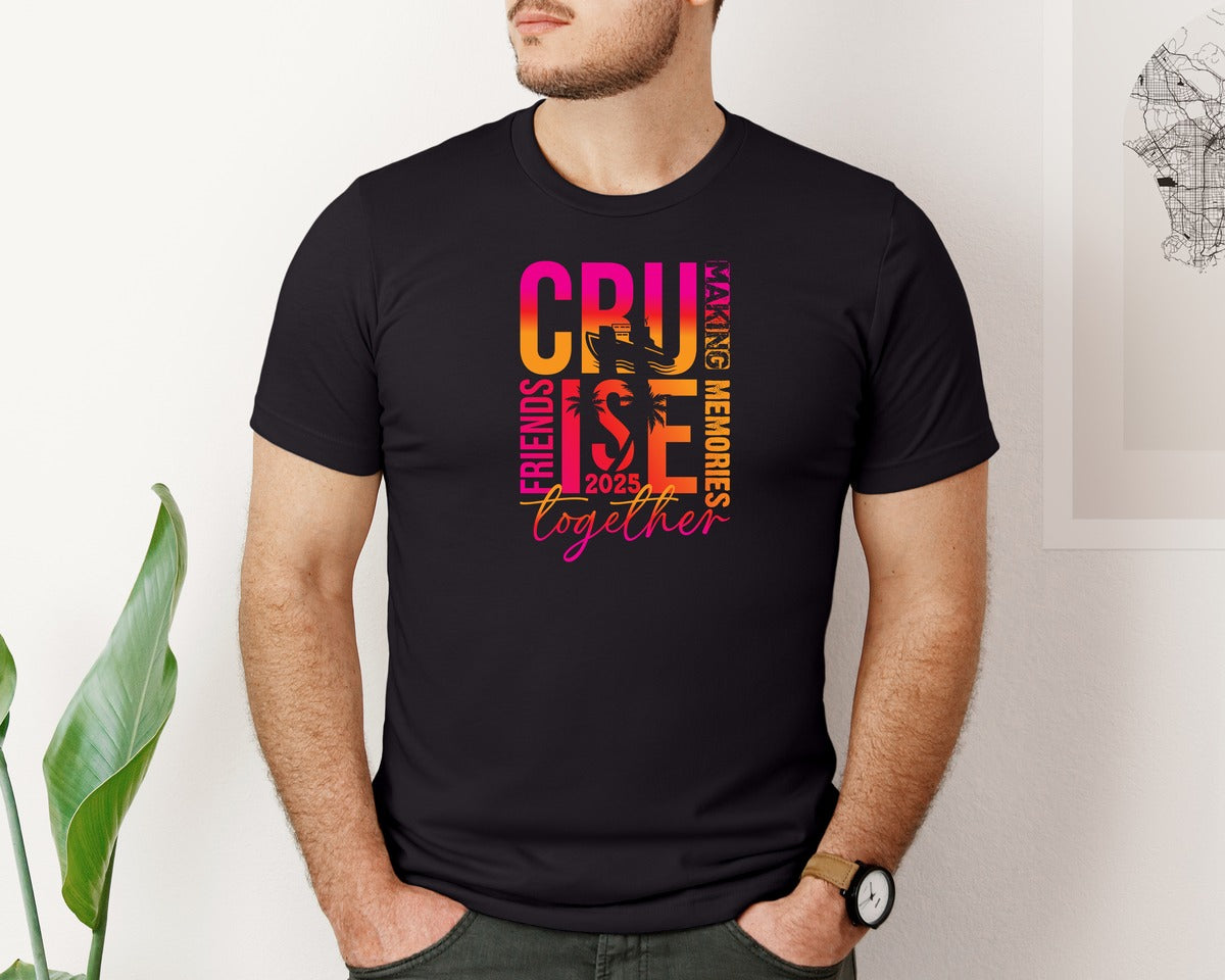 brand:Bella Canvas|color:Black|Friends Cruise 2025 Friends Cruise Graphic T-Shirt
