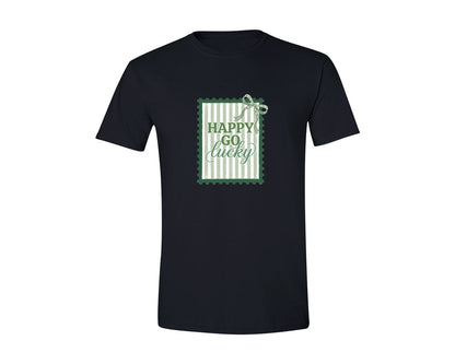 brand:Generic|color:Black|Happy Go Lucky St Patricks Stamp Graphic T-Shirt