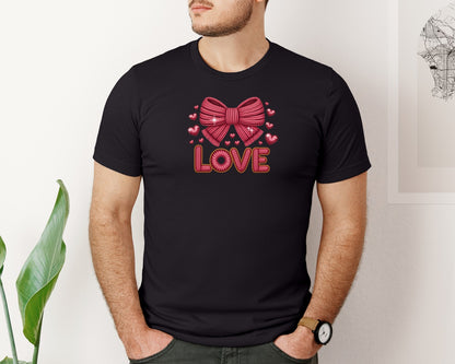 brand:Bella Canvas|color:Black|Love Crochet Coquette Valentines Daypng Graphic T-Shirt
