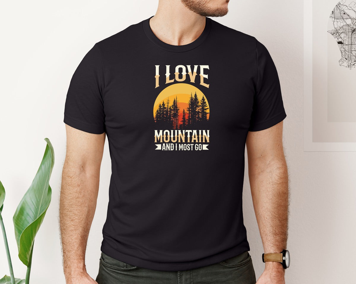 brand:Bella Canvas|color:Black|Wild Life Experience Mountain Hiking Tee 3 Graphic T-Shirt