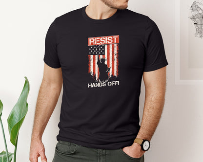 brand:Bella Canvas|color:Black|Resist Hands Off Protest T Shirt Design Graphic T-Shirt