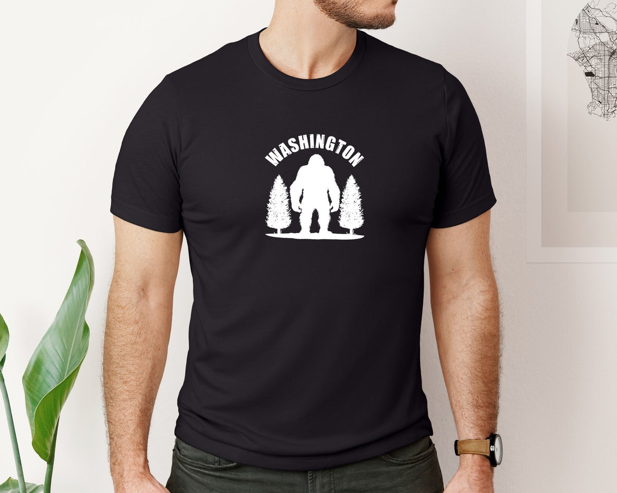 brand:Bella Canvas|color:Black|Washington Bigfoot Tshirt Graphic T-Shirt