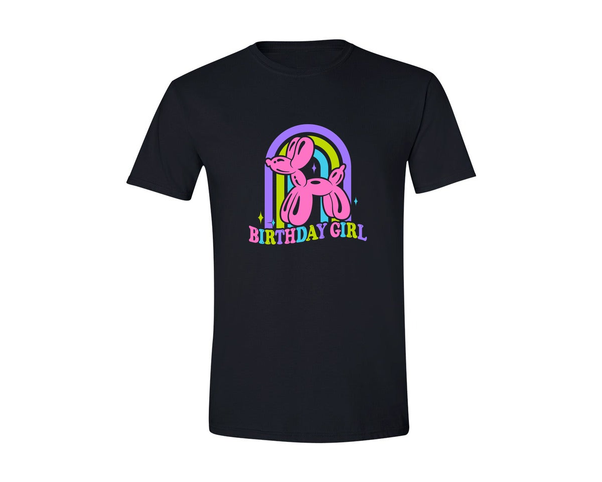 brand:Generic|color:Black|Birthday Girl Balloon Dog Shirt Graphic T-Shirt