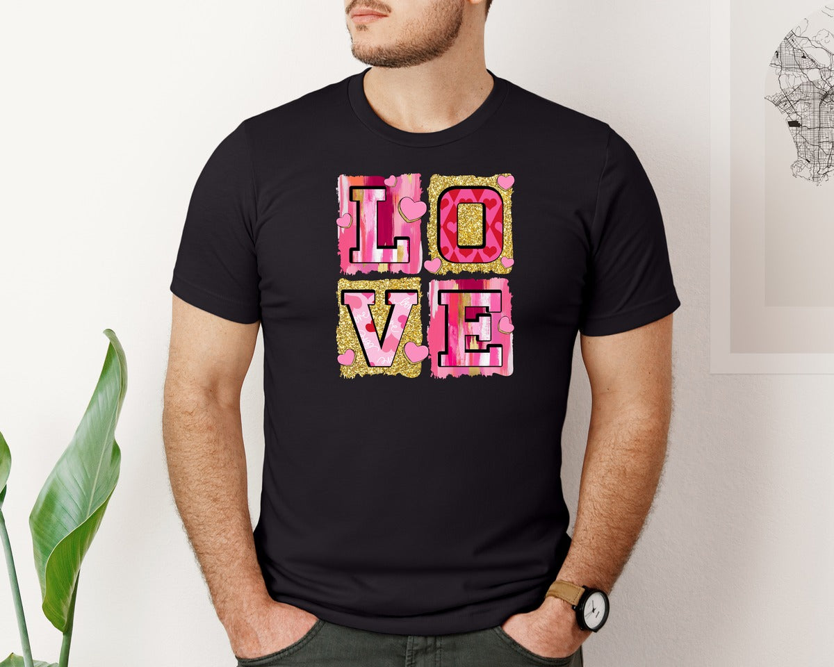 brand:Bella Canvas|color:Black|Pink Valentines Day Love Coquette Graphic T-Shirt