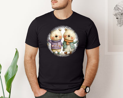 brand:Bella Canvas|color:Black|Couple Animals Round Tshirt 28 Graphic T-Shirt